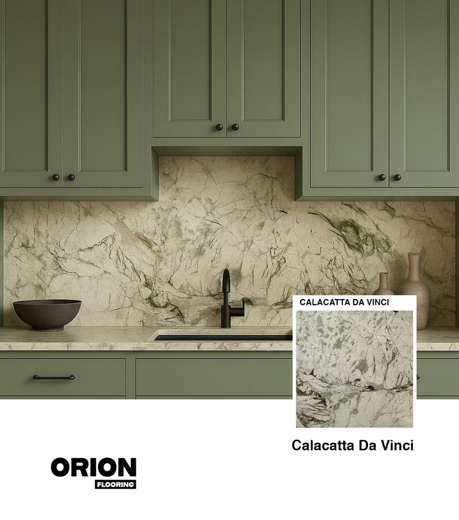 Premium white marble with bold, elegant gray and gold veining