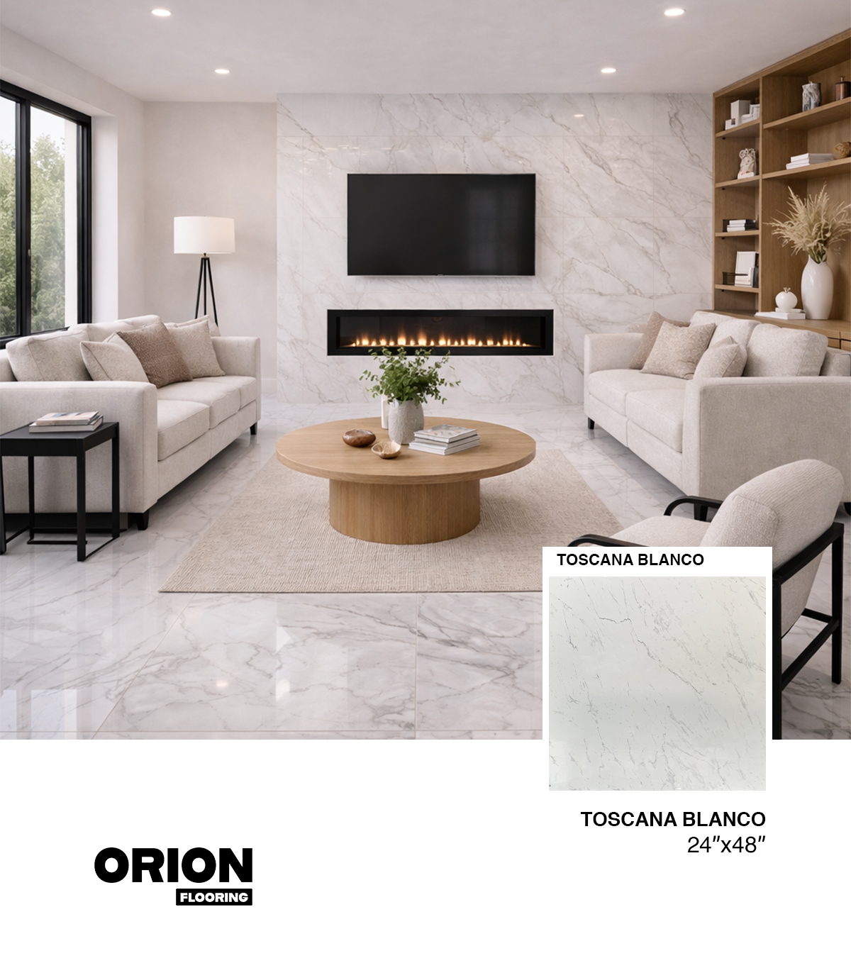 TOSCANA BLANCO 48X48Main TOSCANA BLANCO Porcelain Tile – 48”×48”
