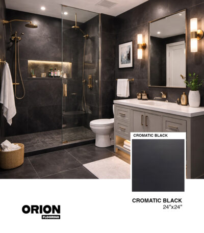 CROMATIC BLACK Porcelain Tile – 24”×24”