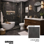 LA BLUE NERO Porcelain Tile – 24”×24”