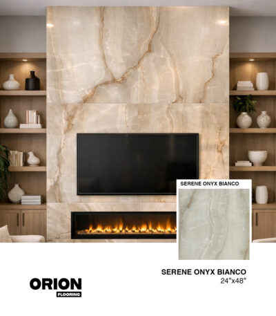 SERENE Onyx Bianco Porcelain Tile – 24”×48”