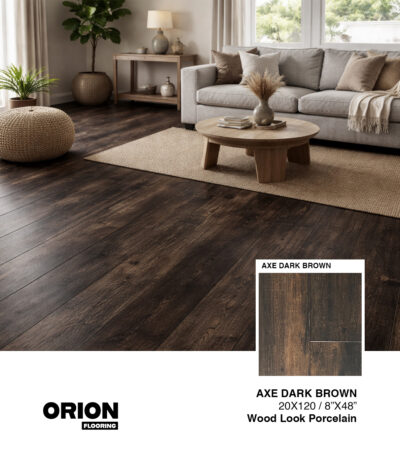 AXE Dark Brown Wood Look Porcelain Tile Flooring | Waterproof & Durable Tile