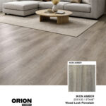 Shop Ikon Amber wood look porcelain tile flooring. Waterproof, durable, and perfect for kitchen, bathroom, and living room spaces