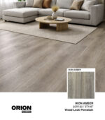 Shop Ikon Amber wood look porcelain tile flooring. Waterproof, durable, and perfect for kitchen, bathroom, and living room spaces