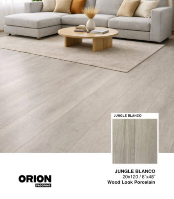 Shop Jungle Blanco wood look porcelain tile flooring. Waterproof, durable, and perfect for kitchen, bathroom, and living room spaces.