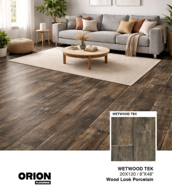 Wetwood Tek wood look porcelain tile delivers a modern wood style with waterproof, durable performance for any space.